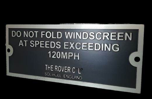 Land Rover Series 1 Folding Screen Warning Bulkhead Plate & Screws