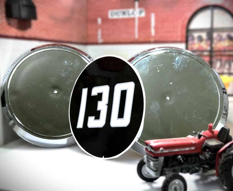Bonnet Medallion Badges (Pair) for Massey Ferguson MF Tractors (130/135/148)