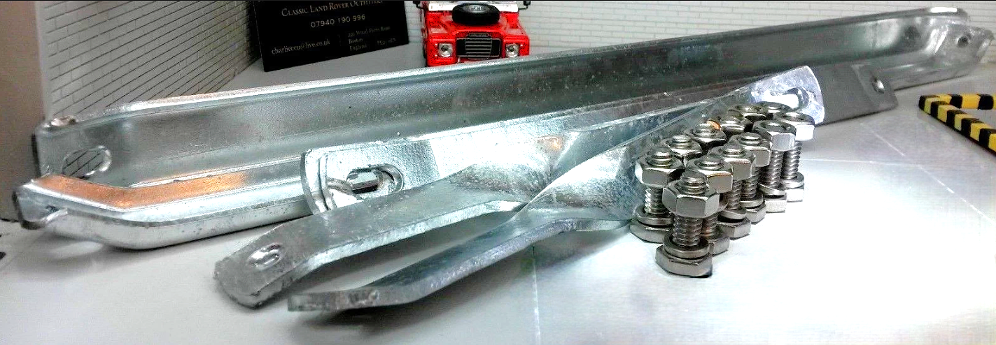 Land Rover SWB 88" Galvanized Body Wing Stay Brackets Full Set for Series 2 2a S3 (Optional Fitting Set)