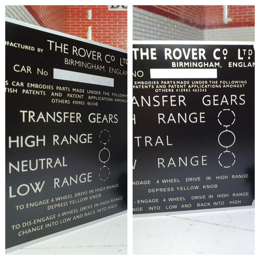 Land Rover Series 1 & 2 Bulkhead Transfer Box Information Plates (Variants Available)