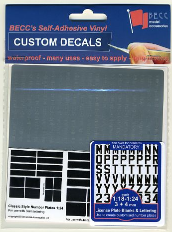 Model Number Plates Decal Set 1:24 & 1:18 (G / LGB Scale)