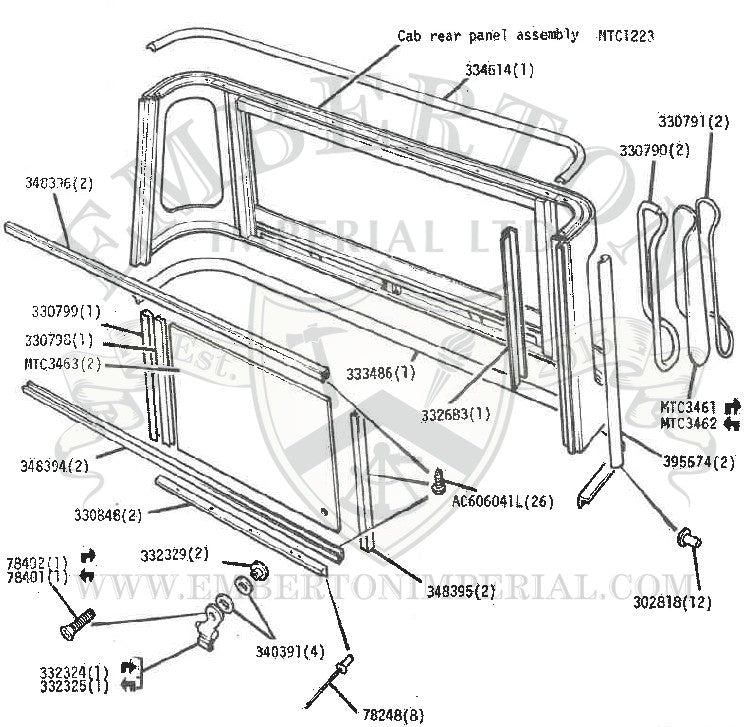 Land Rover Series 2 2a 3 Truck Cab Rear Window Channel Set & Stainless ...