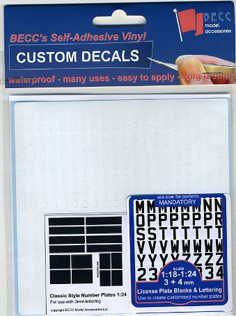 Model Number Plates Decal Set 1:24 & 1:18 (G / LGB Scale)