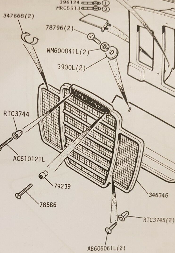 Kit de fixation complet en acier inoxydable pour panneau de calandre avant Land Rover série 3