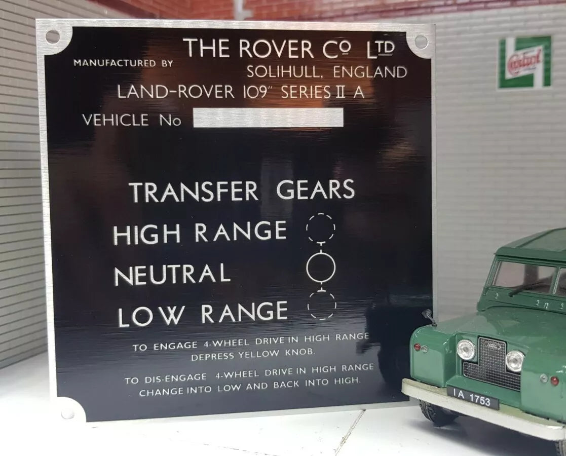 Land Rover Series 2a, 2B & 3 Bulkhead Transfer Box Information Plates (Variants Available)