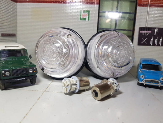 Front Clear Indicator Lights Lamps Wipac Type Filament or LED Pair.