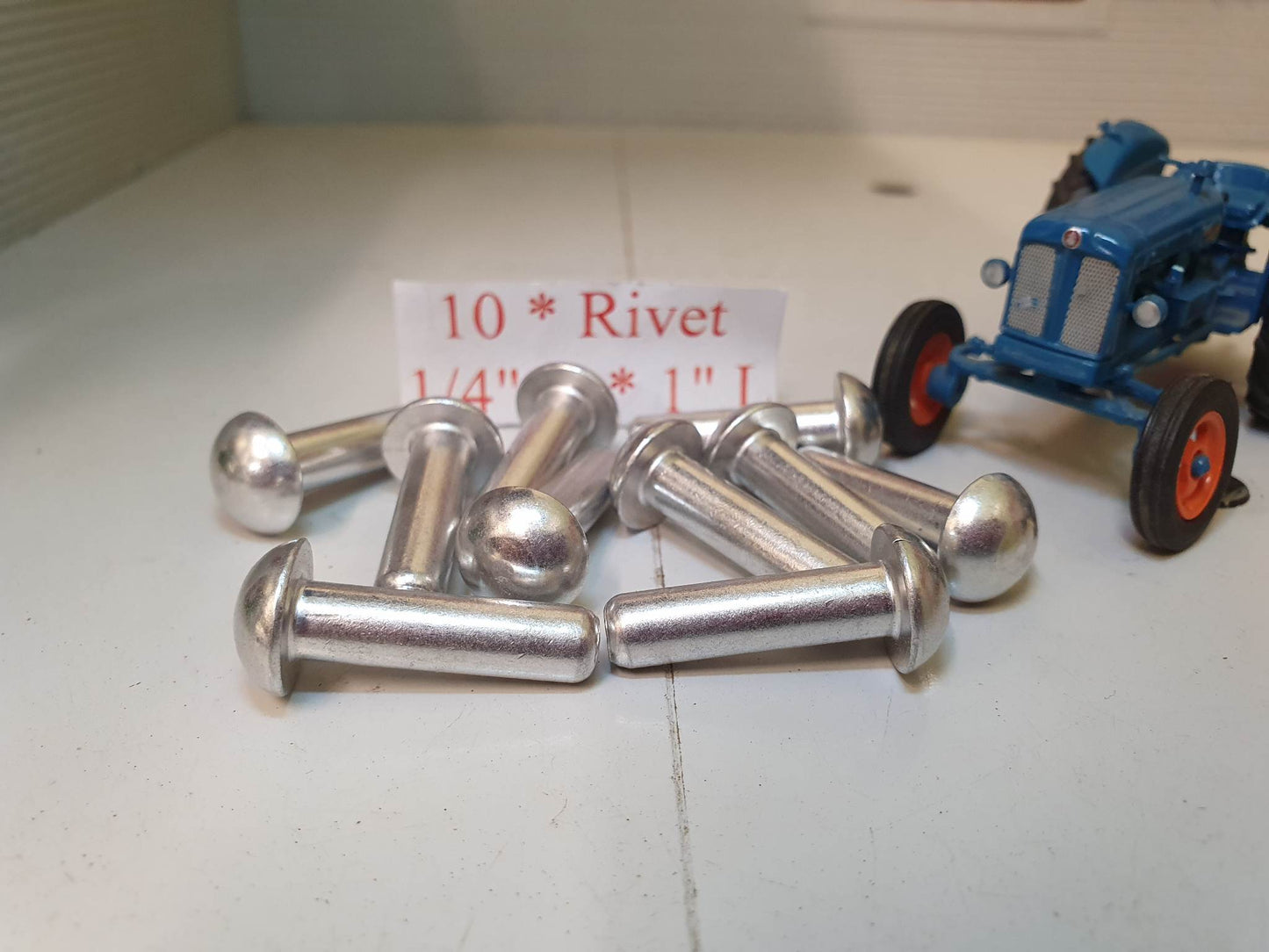 1/4" Diameter Solid Round Head Aluminium rivets - Pack of 10 (Choice of length)