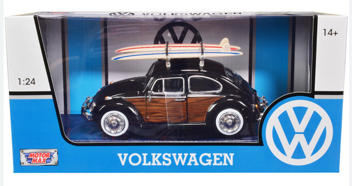 未使用❗1/24 MOTOR MAX VOLKSWAGEN サーフ Volkswagen 1966 Beetle With Surf Boards 79591 Motormax 1:24