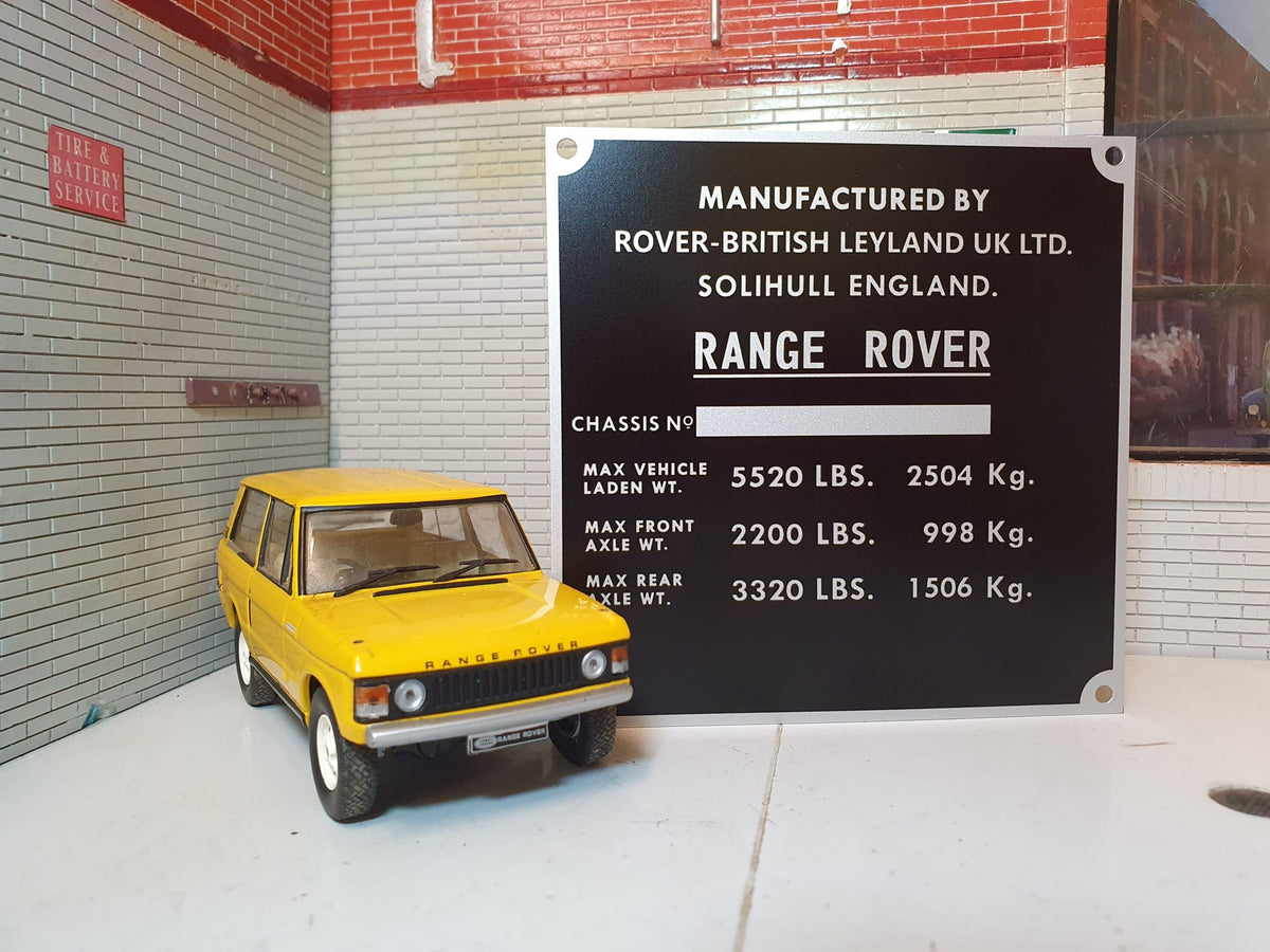 Range Rover Classic Rear Tag Land Rover Range Rover Classic 2 Door Suffix D Alloy Chassis Plate ...