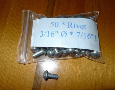 3/16" Diameter Solid Aluminium Round Head Rivets (choice of length)