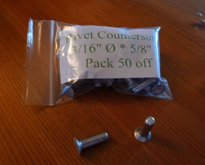 3/16” Diameter Solid Countersunk Aluminium Rivet - Pack of 50 (choice ...