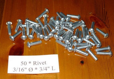 3/16" Diameter Solid Aluminium Round Head Rivets (choice of length)