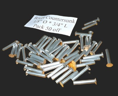 1/8” dia Solid countersunk Aluminium Rivet - Pack of 50 (choice of length)