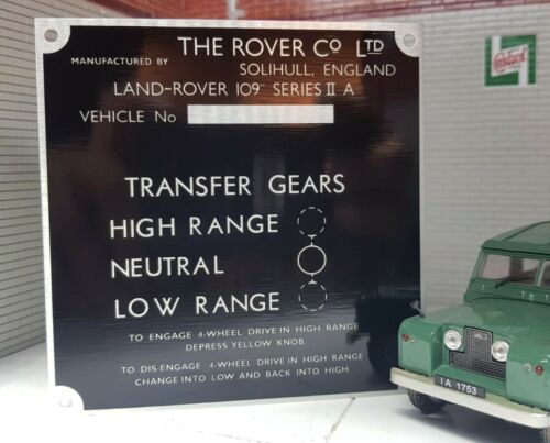 Land Rover Series 2a Bulkhead Gear/Transfer Box Information Plate/Plaque 109 LWB