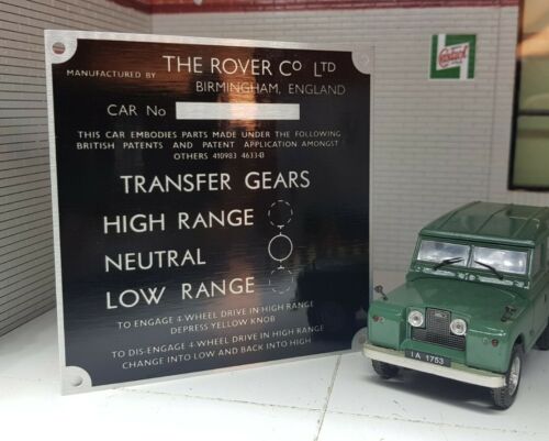 Land Rover Series 2 88 109 Bulkhead Gear/Transfer Box Information Plate/Plaque