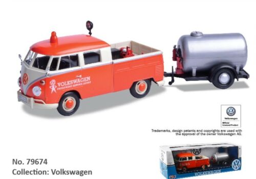 Volkswagen VW T1 Typ 2 Straßenreparaturwagen &amp; Anhänger 1962 Motormax 1:24