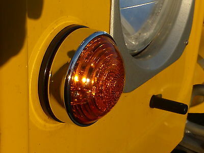 Land Rover Series 3 LED Indicator light unit with Chrome Rim Trim Retro 12v 74mm
