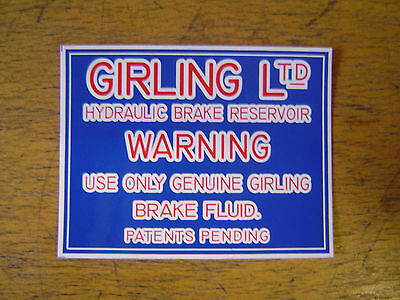 Lucas Girling Clutch Brake Reservoir Label Decal for Land Rover Series 1 2 2a