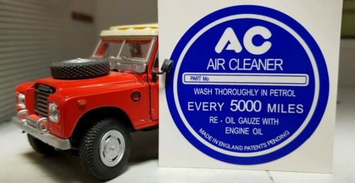 Land Rover Series 1 2 2a AC Vintage Breather Cap Label Decal White on Blue