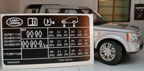 Land Rover Discovery 3/4 Door Tyre Pressure Info Decal Sticker TDV6 FH22-1532-AA