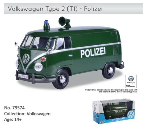 Volkswagen 1962 T1 Type 2 Polizei Fourgon de police 79574 Motormax 1:24