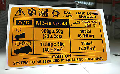 A/C Climatisation V8 Autocollant AWR1322 Land Rover Discovery Range Ro ...