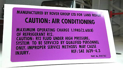 Land Rover Range Rover 90 110 V8 TDI A/C Air Conditioning V8 Decal Sticker BTR7762