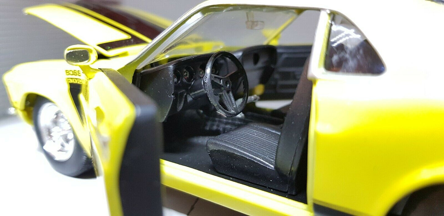 Modell Ford Mustang 302 GT 1970 Boss Yellow Welly Diecast detailliertes Auto im Maßstab 1:24