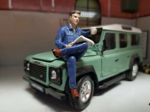 Mechanic Sitting Figure Reading Paper Painted Diorama Scale Model 1:24