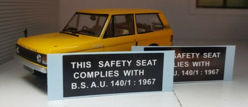 Range Rover Classic Suffixe A Autocollants de conformité de ceinture de sécurité pour tableau de bord