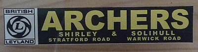 BL Leyland Archers of Solihull Dealer Car Window Decal Sticker 7.5"