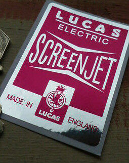 Land Rover Series 1 2 2a Lucas Electric ScreenJet Windscreen Red/Silver Sticker