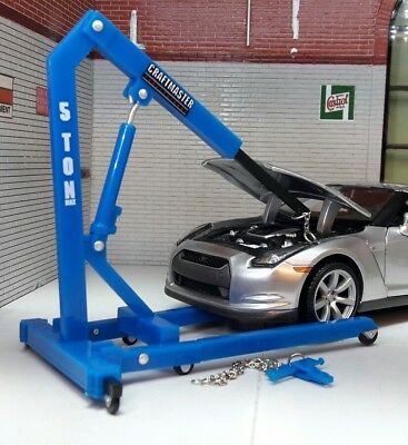 Model Toy Engine Hoist TOY MODEL Lift Spreader Scale Repair Garage Diorama 1:18/1:24 Blue