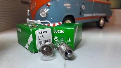 2 Lucas 6v 2W MES E10 Filament Bulbs LLB990 GLB990 Vintage Classic Car Motorbike