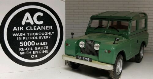 Land Rover Series Decal for Breather Cap AC Vintage Label White Black 1 2 2a 3