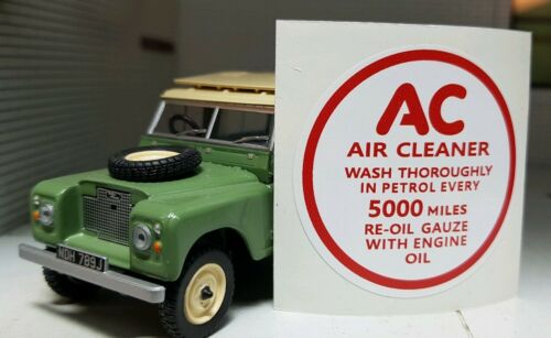 Land Rover Series 1 2 2a AC Vintage Breather Cap Label Decal Red on White