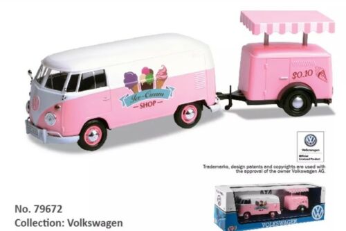 Volkswagen VW T1 Type 2 1962 Ice Cream Van with trailer Motormax 1:24