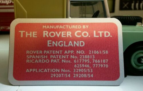 Land Rover Series 1 2 2 litre Diesel Rocker Cover Patent Info Plate Repro 247634