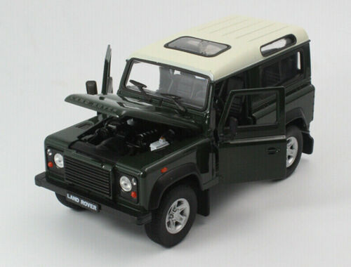 Modèle Land Rover Defender vert toit blanc TD5/TDCI 90 Welly échelle 1:24 moulé sous pression