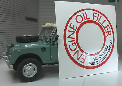 Land Rover Series 2a 3 Engine 2.25 2.6 Oil Filler Breather Cap Top Label Decal