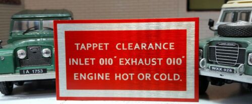 Land Rover Series 2.25 2a 3 Rocker Cover Tappet Info Plate 247634 ...