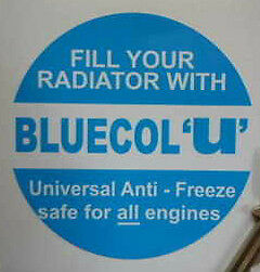 Land Rover Series 1 2 2a 3 Bluecol AntiFreeze 3" Radiator Cap Label Decal