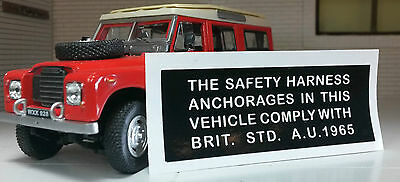Land Rover Series 2a 2b 3 Bulkhead Dash Panel Seatbelt Compliance Decal Sticker