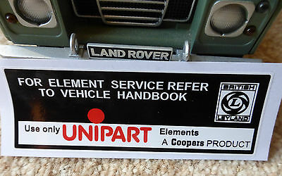 Land Rover Defender 90 110 V8 BL Leyland Unipart Coopers Filter Sticker Decal