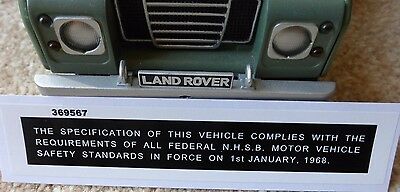 Ceinture de sécurité USA DOT NADA Sécurité Conformité Corps Autocollant Land Rover Série 369567