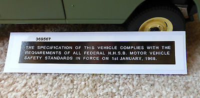 Ceinture de sécurité USA DOT NADA Sécurité Conformité Corps Autocollant Land Rover Série 369567