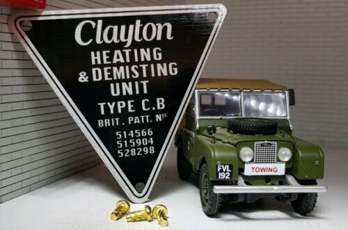 Land Rover Series 1 MG Bentley Vintage Clayton Heater Metal Label Decal Badge