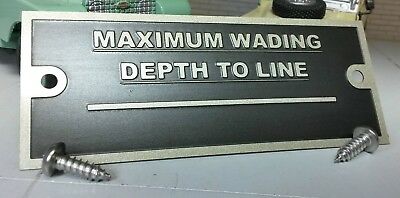 Land Rover Series 1 2 2a 3 Warning Wading Depth Bulkhead Plaque Plate & Screws