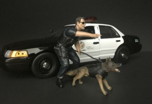 Police Man & Dog USA K9 Unit Set Figures Diorama 1:24