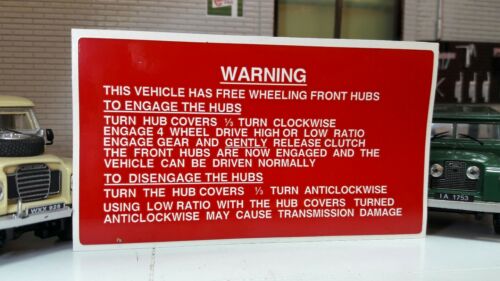 FWH Fairey Free Wheel Hubs Info Dash Bulkhead Decal Land Rover Series 1 2 2a 3